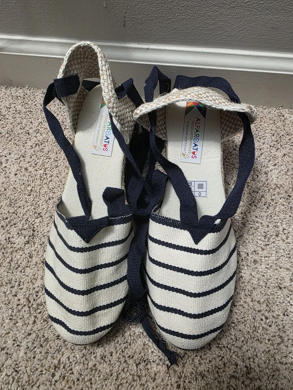 Women Navy & Cream Striped Espadrilles